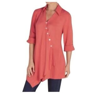 Soft Surroundings Coral Button-Front Tunic